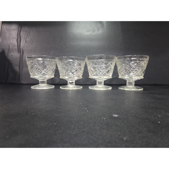 Hazel Atlas Gothic Sherbet Cups, Footed Peanut Butter Cups, Set of 4, Glass Dish - Picture 2 of 8